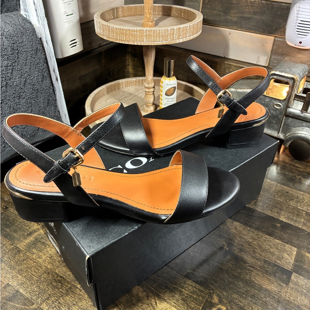 COACH IDA 35 Leather Sandal G4869 Black Size 7 - Picture 6 of 14